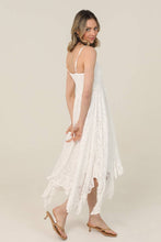 Ivory Twist Front Hanky Hem Lace Maxi Dress