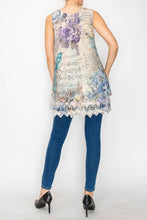 Bird Lined All Lace Tunic Sleeveless Top