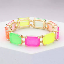 Multi Emerald Cut Stone Stretch Evening Bracelet