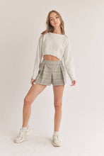Taupe Black Yellow Plaid Pleated Shorts