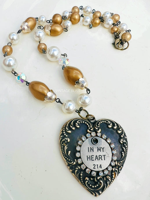In My Heart Quote Filigree Beaded Chain Necklace