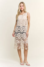 Beige Sleeveless Crochet Cover-Up Tunic