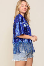 Royal Game Day Sequin Fringe Tee