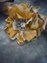 Hand cut Mustard Vintage Velvet Rare Bird Pin