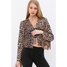 Leopard Cropped Fringe Jacket