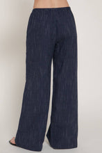 Navy Ivory Elastic Waist Striped Gauze Woven Pants