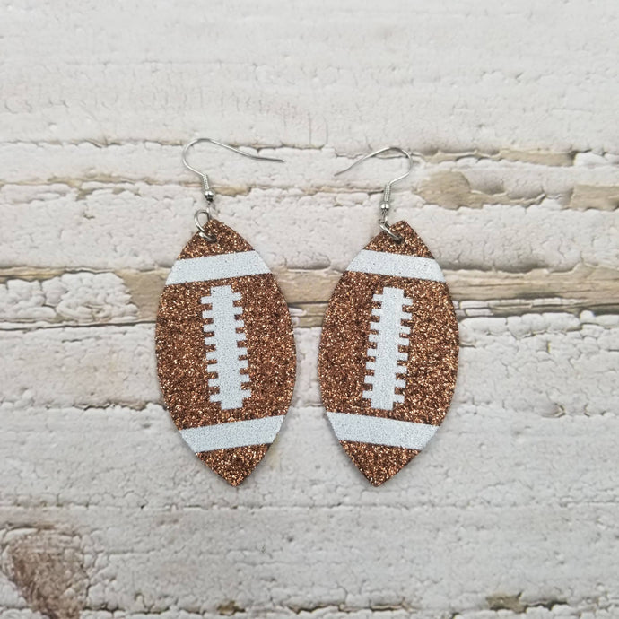 Shiny Colorful Rugby PU Earrings: Brown