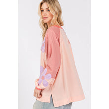Blush Multi Daisy Patch Applique Long Sleeve Sage+Fig Top