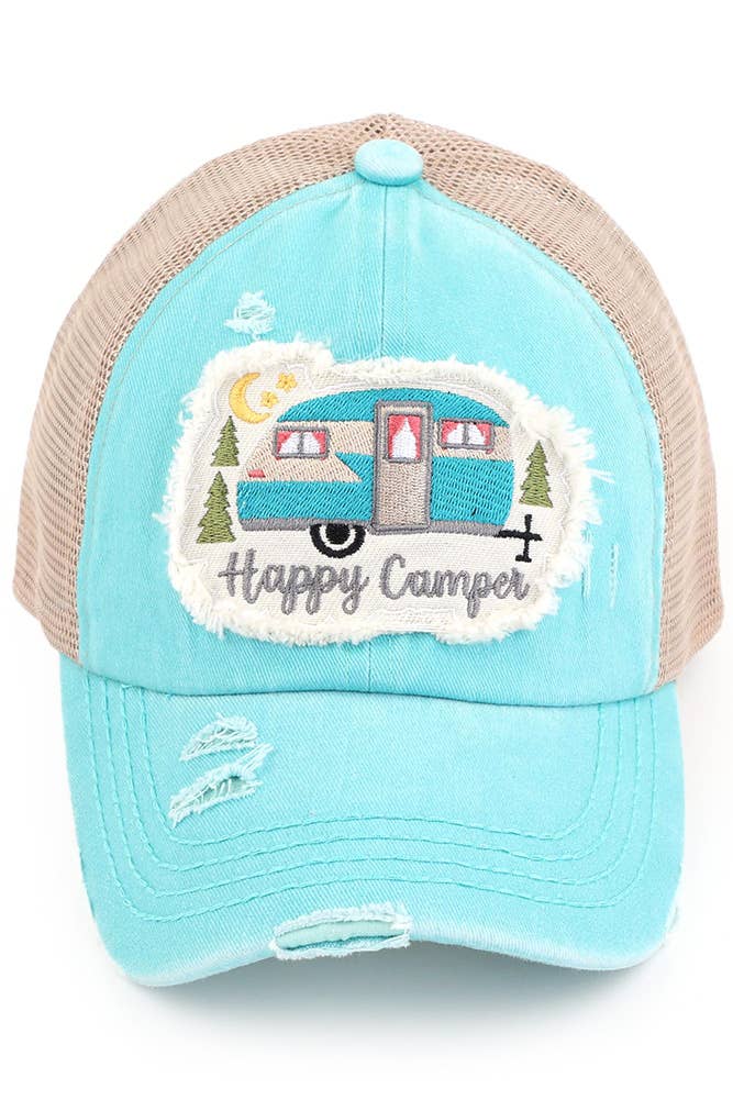 Mint C.C HAPPY CAMPER Patch Pony Cap