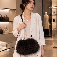 Hot Pink Fluffy Faux Feather Fur Chain Strap Shoulder Handbag