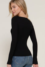 Black Long Sleeve Round Neck Double Layer Tee