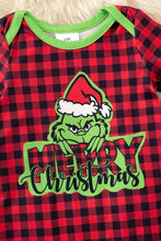 Plaid Christmas character printed boys baby bodysuit. RPG61442 MON: 12-18M