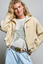 Natural Lightweight Waffle-Textured Hood Woven  POL Jacket