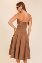 Mocha Strapless Stretch Denim Midi Dress