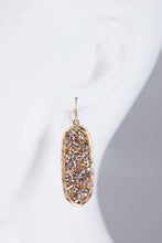 Silver Oval Glitter Stone Hook Earrings