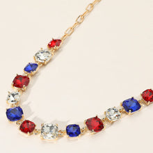 Gold Cushion Square Stone Link Evening Necklace