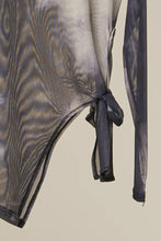 Charcoal Asymmetric Tie Dye Mesh Long Sleeve Top