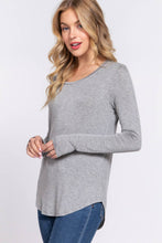 Heather Grey Long Sleeve Round Neck Rayon Spandex Jersey Top