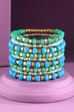 Silver 9 Set Colorful Stackable Beaded Stretch Bracelet