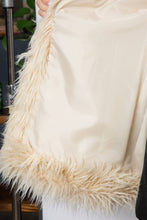 Ivory Shaggy Fur Open Front Mid Length Jacket