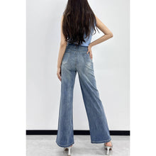 Blue Floral Lace Cutout Embellished Denim Pants