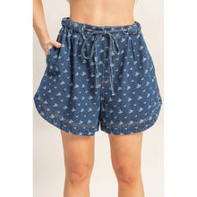 Dark Denim Drawstring Denim Shorts