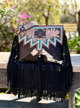 Upcycled LV Tooled Leather Cowhide Crossbody Bag Western 