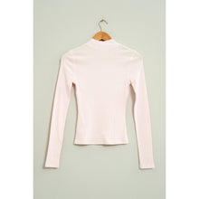 Pale Pink Textured High-Neck Fitted Top