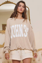 Oatmeal 'JOHN 3:16' Print Oversized Graphic Top
