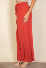 Drawstring waist wide leg minimalist pants: Black / L