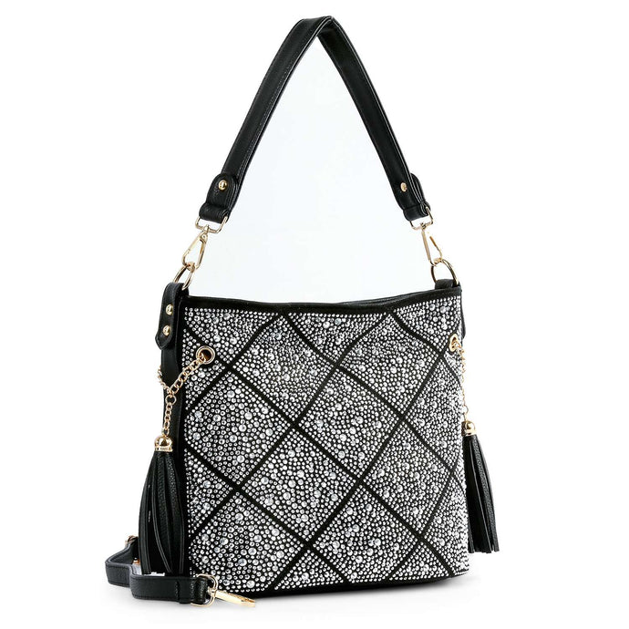 Black Super Sparkling Hobo Crossbody