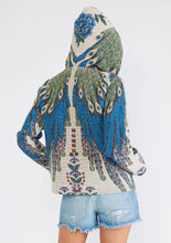 Natural Teal Long Sleeve Zipper Front Tapestry Hoodie Lovestitch Jacket