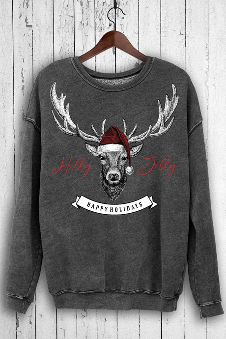 Mineral Black Holly Jolly Graphic Sweatshirt