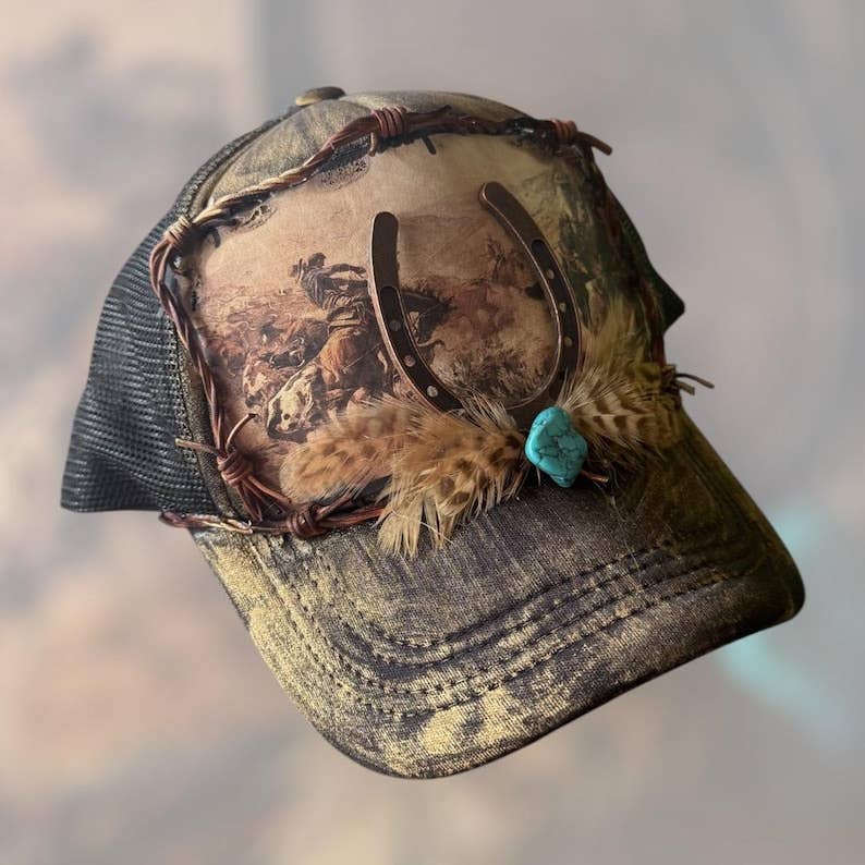 Black and Gold Wild West Trucker Hat