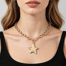 Gold Hammered Star Chain Necklace