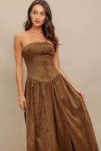 Brown faux suede midi dress