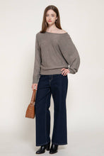 Heather Taupe Long Sleeve Wide Boat Neck Studded Sweater