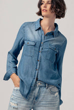 White Classic Tencel Utility Casual Button Down Chambray Urban Daizy Shirt