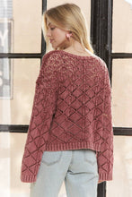 LONG SLEEVE DIAMOND KNIT SWEATER - CESW3862: CHARCOAL / S-M-L(2-2-2)