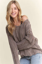 Mocha Distressed Mineral Washed Sweater