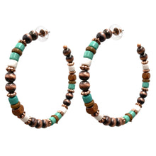 Copper Southwestern Bronze Wood Seed Beaded Hoop Earrings: