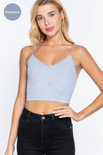 Black V-neck with Lace Trim Floral Jacquard Seamless Crop