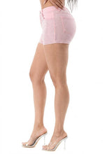 Pink Crystal-Detailing Bling Denim Shorts