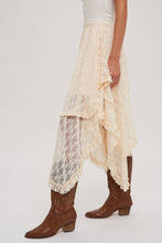 Ecru Lace Tier Midi Skirt