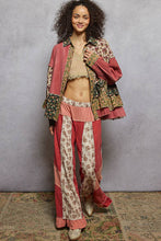 Raspberry Multi Long sleeve double gauze patchwork shirred ruffle POL shirts