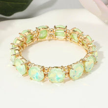 Silver Round Stone Cluster Beaded Stretch Evening Bracelet