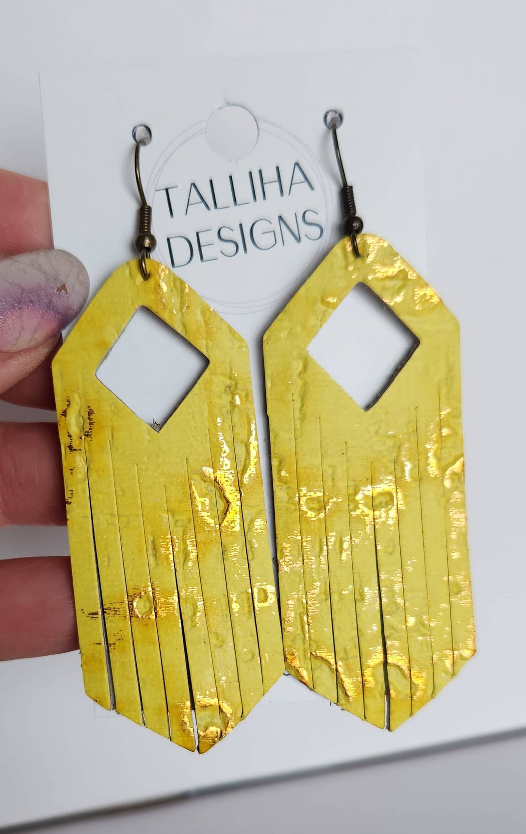 Yellow Wildwood Genuine Leather Boho Western Fringe Earrings