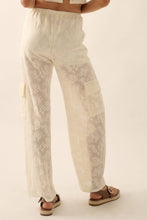 Cream Floral Lace Drawstring Cargo Pants