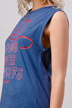 Faded Navy Long Live Cowboy Relaxed Fit distressed  Rolled sleeve Muscle top