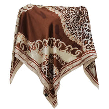 Brown Leopard Chain Print Scarf Poncho